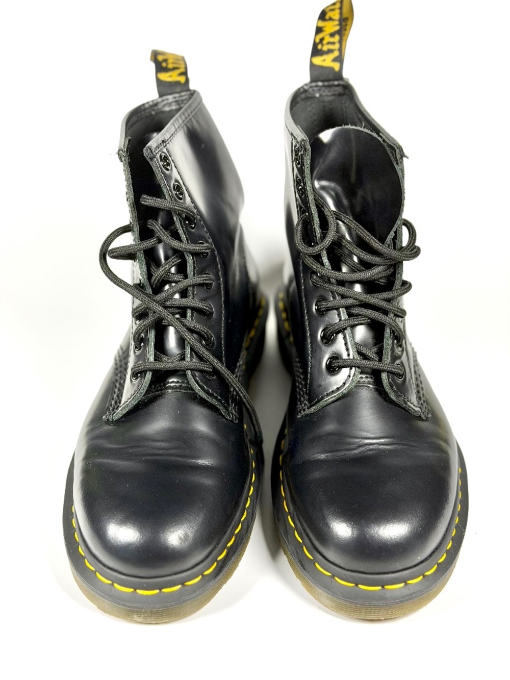 Dr. Martens 1460 Combat Boots Mens 8 Womens 9 Black Leather 8 Eye AirWair